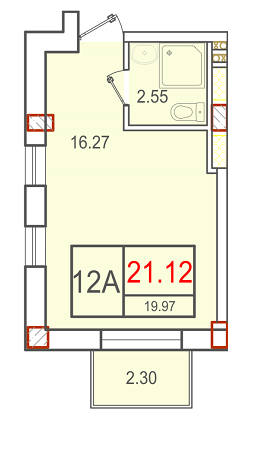 1-комнатная 21.12 м² в ЖК Smart от застройщика, с. Крыжановка