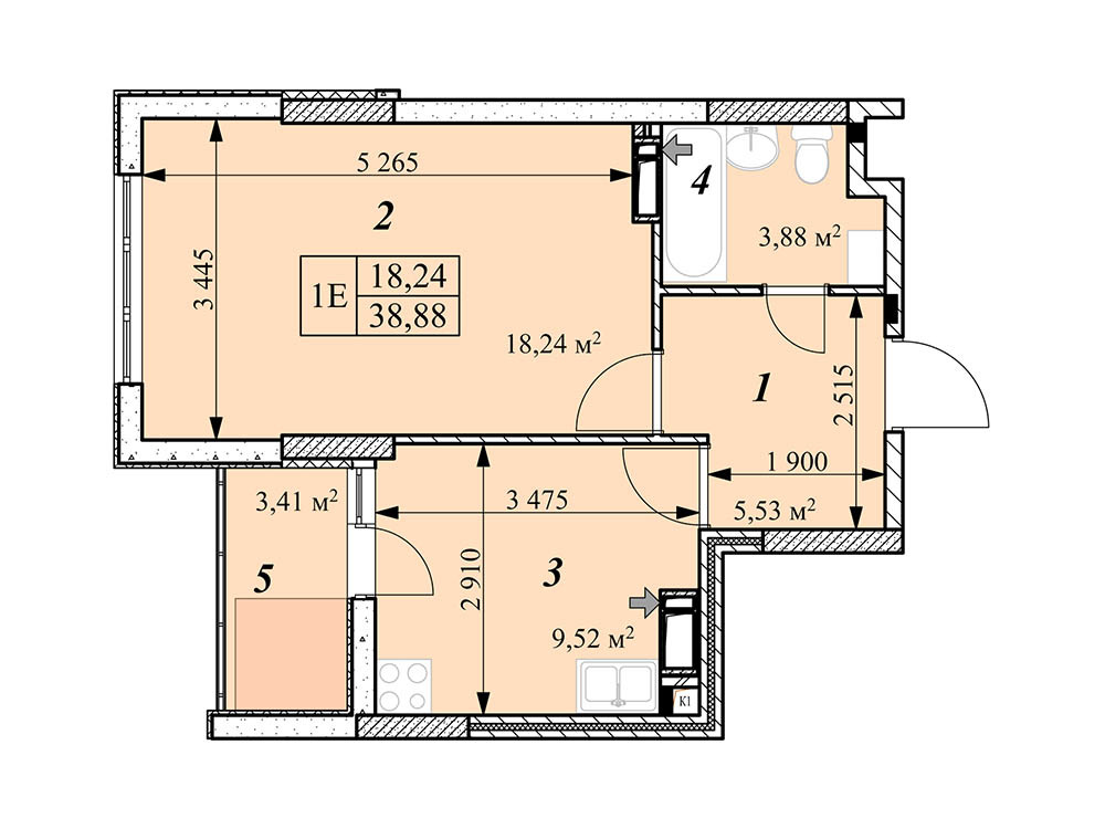 1-кімнатна 38.88 м² в ЖК Зіркова Вежа від 15 500 грн/м², м. Вишгород