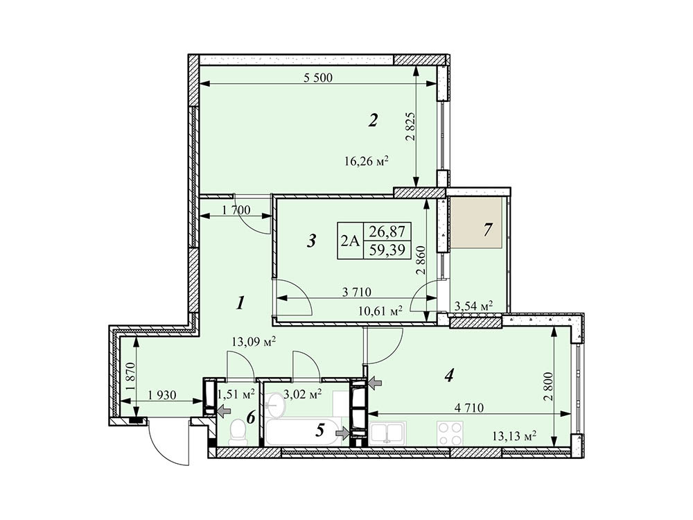 2-кімнатна 59.39 м² в ЖК Зіркова Вежа від 16 500 грн/м², м. Вишгород