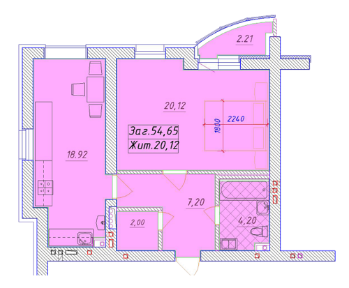1-кімнатна 54.65 м² в ЖК Комфорт Сіті від 23 800 грн/м², Київ