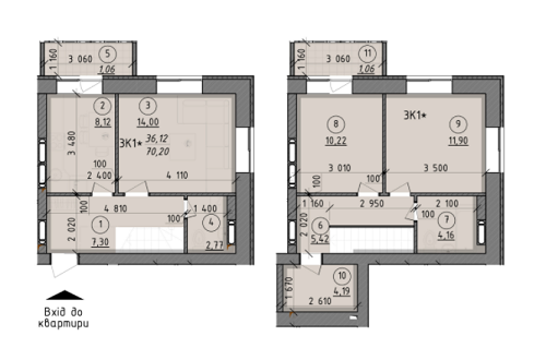 5+ комнат 70.2 м² в ЖК Start Life от 12 150 грн/м², г. Вышгород