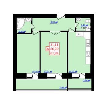 2-комнатная 67.94 м² в ЖК на вул. Тисменицька от застройщика, Ивано-Франковск