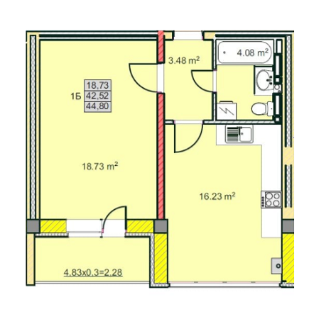 1-кімнатна 44.8 м² в ЖК на вул. Козацька, 15А від 10 500 грн/м², Чернігів