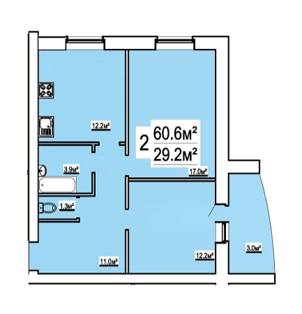 2-комнатная 60.6 м² в ЖК на ул. Бориса Луговского, 10 от 10 900 грн/м², Чернигов