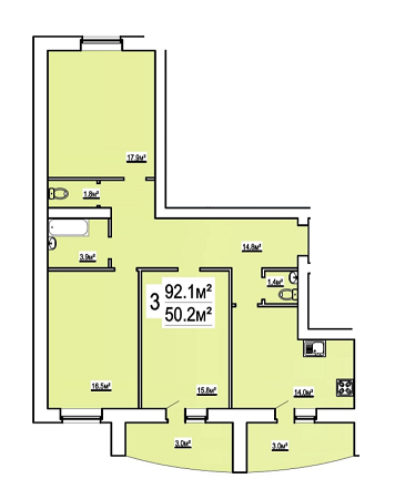 3-кімнатна 92.1 м² в ЖК на вул. Бориса Луговського, 10 від 10 900 грн/м², Чернігів