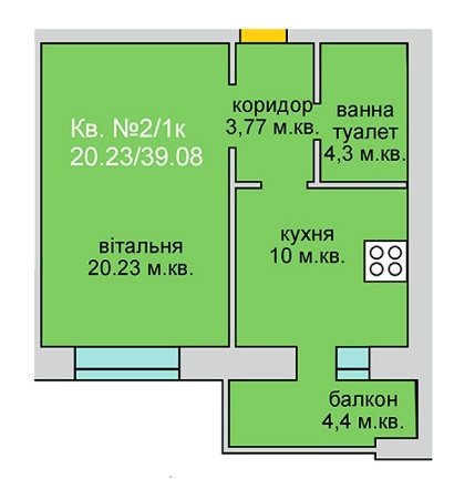 1-комнатная 39.08 м² в ЖД Липинський от 14 000 грн/м², с. Липины