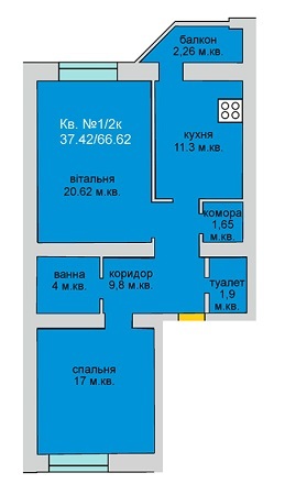2-комнатная 66.62 м² в ЖД Липинський от застройщика, с. Липины