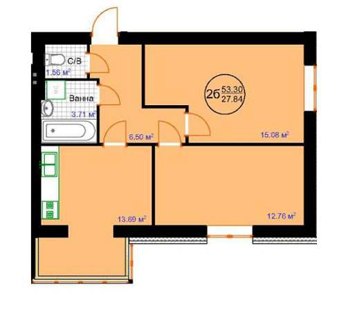 2-комнатная 53.3 м² в ЖК Затишна Фазенда от 8 390 грн/м², пгт Стрижавка