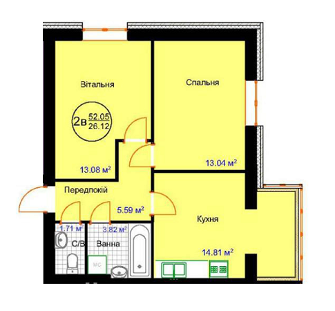 2-комнатная 52.05 м² в ЖК Затишна Фазенда от 8 390 грн/м², пгт Стрижавка