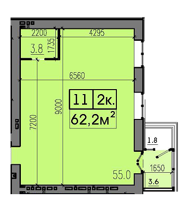 2-комнатная 62.2 м² в ЖК Хмельницкий от застройщика, Днепр