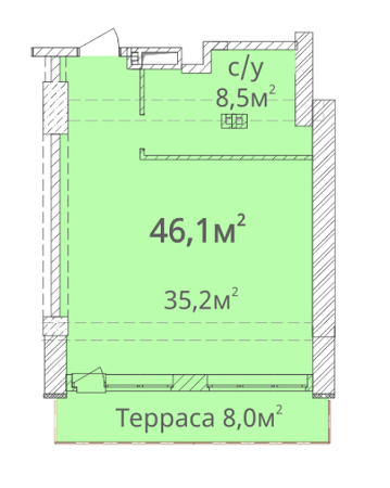 1-кімнатна 46.1 м² в ЖК Оріон від 19 690 грн/м², Одеса