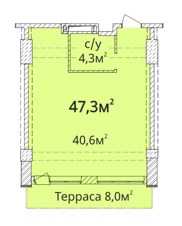 1-кімнатна 47.3 м² в ЖК Оріон від 19 690 грн/м², Одеса