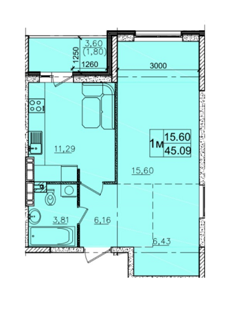 1-комнатная 45.09 м² в ЖК Одесский бульвар от 12 500 грн/м², с. Новоселки