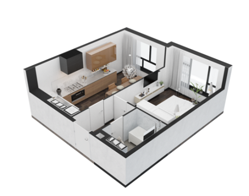 1-комнатная 37.1 м² в ЖК Graphité от застройщика, г. Борисполь