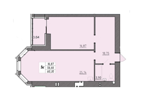 1-комнатная 60.3 м² в ЖК Университетская набережная от 15 500 грн/м², Чернигов