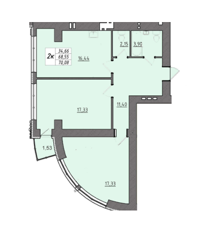 2-комнатная 70.08 м² в ЖК Университетская набережная от 15 500 грн/м², Чернигов