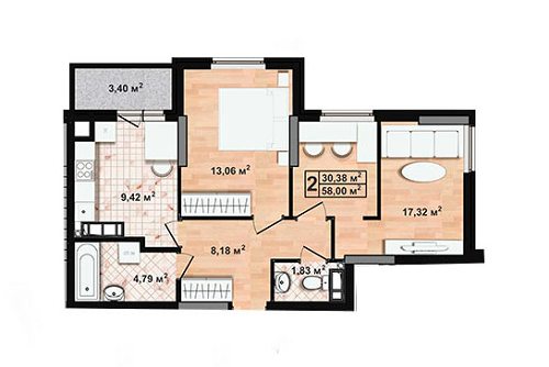 2-комнатная 58 м² в ЖК Green House от 14 000 грн/м², Чернигов