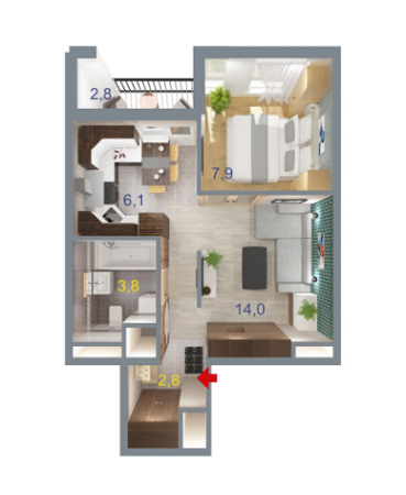1-комнатная 36 м² в ЖК Art Парк от 24 500 грн/м², Киев