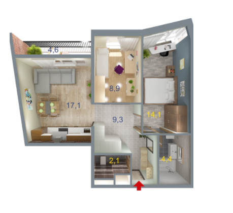 2-кімнатна 58 м² в ЖК Art Парк від 19 500 грн/м², Київ