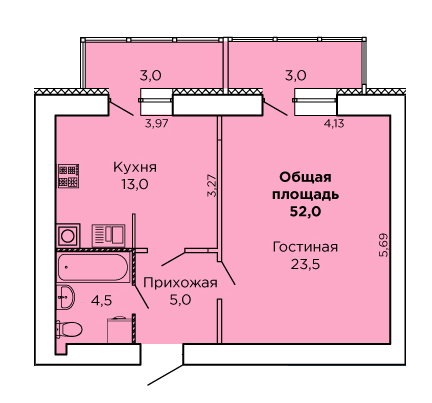 1-кімнатна 52 м² в ЖК Levanevsky від 17 900 грн/м², Миколаїв