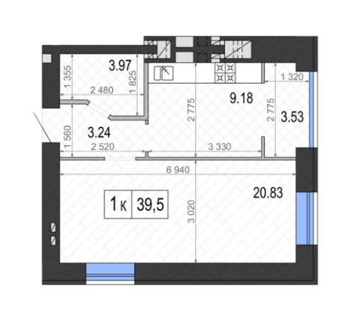 1-комнатная 39.5 м² в ЖК Контраст 2-й сезон от 12 500 грн/м², г. Ирпень