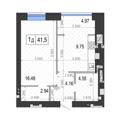 1-комнатная 41.5 м² в ЖК Контраст 2-й сезон от 12 500 грн/м², г. Ирпень