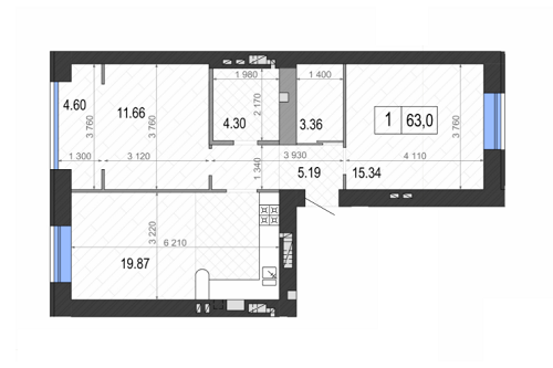 2-комнатная 63 м² в ЖК Контраст 2-й сезон от 12 000 грн/м², г. Ирпень