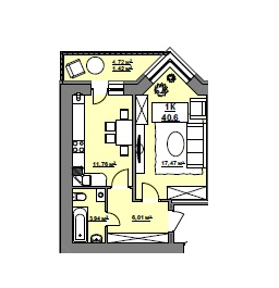 1-комнатная 40.6 м² в ЖК на ул. Горбачевского от 9 400 грн/м², Ивано-Франковск