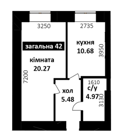 1-кімнатна 42 м² в ЖК Капітал 2 від 12 000 грн/м², м. Ірпінь