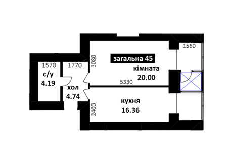 1-кімнатна 45 м² в ЖК Капітал 2 від 12 000 грн/м², м. Ірпінь