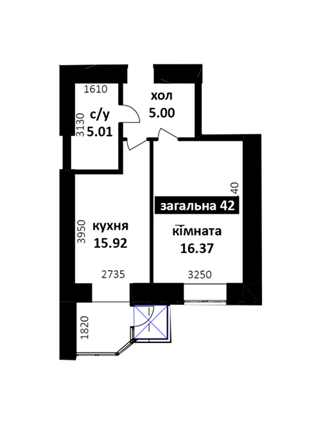 1-кімнатна 42 м² в ЖК Капітал 2 від 12 000 грн/м², м. Ірпінь