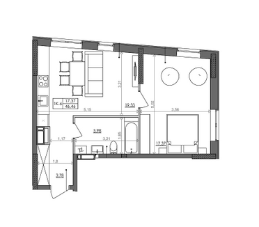 1-кімнатна 46.46 м² в ЖК Svitlo Park від 33 175 грн/м², Київ