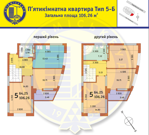 5+ комнат 106.26 м² в ЖК на ул. Горловская, 215А, 215Б, 215В от застройщика, Киев