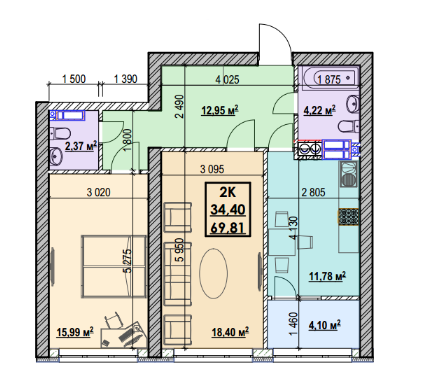 2-комнатная 69.81 м² в ЖК Ривьера от 22 000 грн/м², Киев