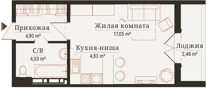 1-кімнатна 33.79 м² в ЖК Нова Англія від 24 230 грн/м², Київ
