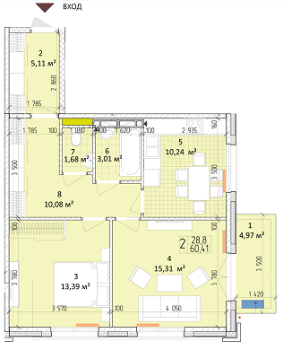 2-комнатная 60.41 м² в ЖК Новая Англия от 19 800 грн/м², Киев