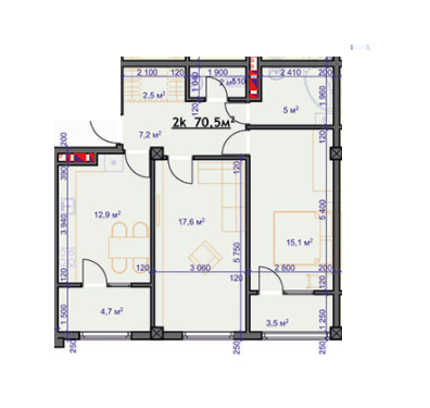 2-комнатная 70.5 м² в ЖД Европа от 21 000 грн/м², Ивано-Франковск
