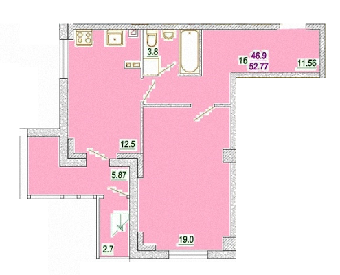 1-кімнатна 52.77 м² в ЖБ Маяк від 11 000 грн/м², смт Пісочин