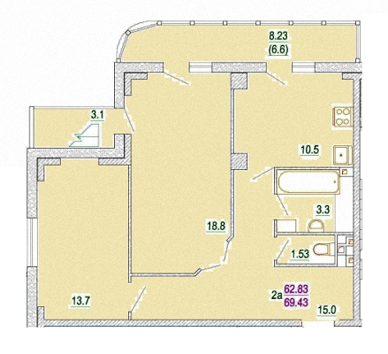 2-комнатная 69.43 м² в ЖД Маяк от 11 000 грн/м², пгт Песочин