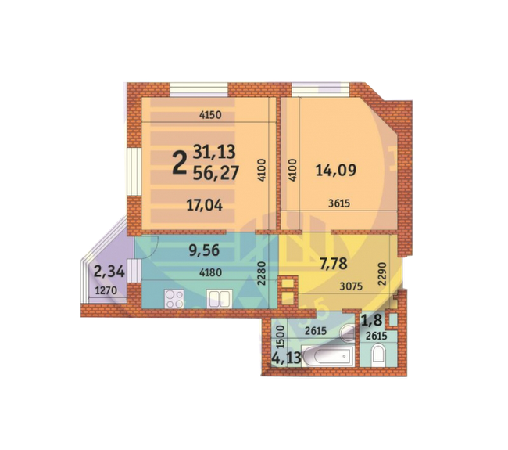 2-кімнатна 56.27 м² в ЖК Лумумби від 35 992 грн/м², Київ