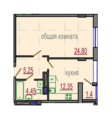 1-комнатная 47.55 м² в ЖД Подольский от 24 000 грн/м², Харьков