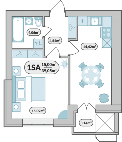 1-комнатная 39.05 м² в ЖК 7'я от 13 600 грн/м², с. Счастливое