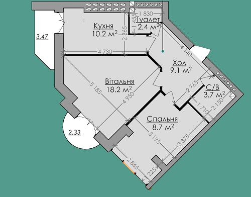 2-комнатная 57.2 м² в ЖК Агора от застройщика, Хмельницкий