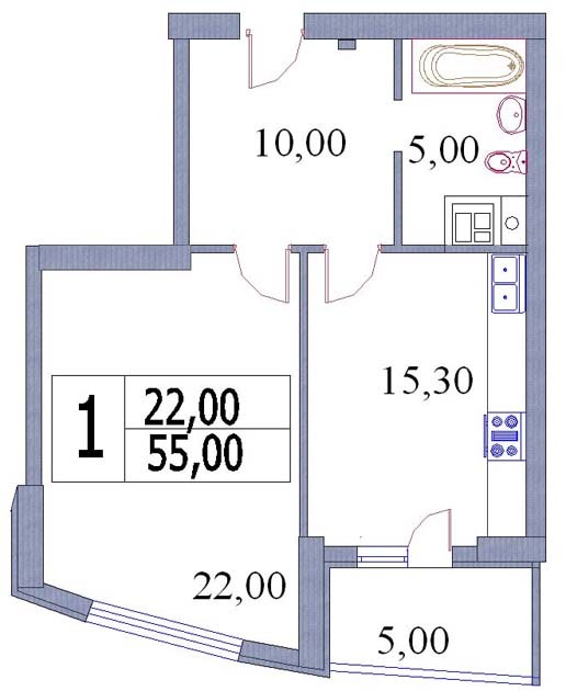 1-комнатная 55 м² в ЖК Адмирал от 24 000 грн/м², Киев