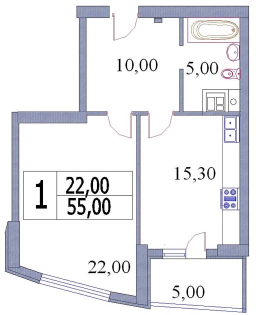 1-кімнатна 55 м² в ЖК Адмірал від 24 000 грн/м², Київ