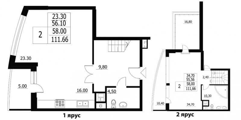 2-комнатная 111 м² в ЖК Адмирал от застройщика, Киев