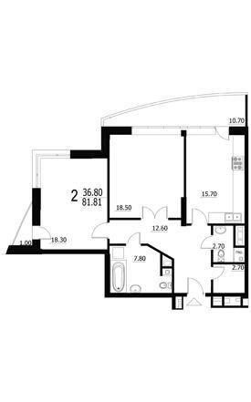 2-кімнатна 81 м² в ЖК Адмірал від забудовника, Київ