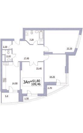 3-кімнатна 109 м² в ЖК Адмірал від 22 000 грн/м², Київ