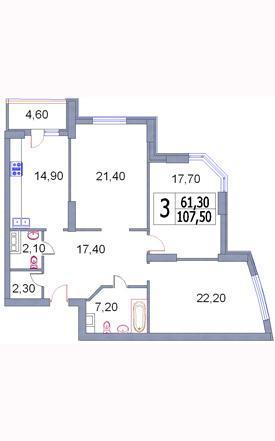 3-комнатная 107 м² в ЖК Адмирал от 22 000 грн/м², Киев