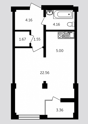 1-комнатная 42.46 м² в ЖК Адмирал Сенявин от 16 090 грн/м², Херсон